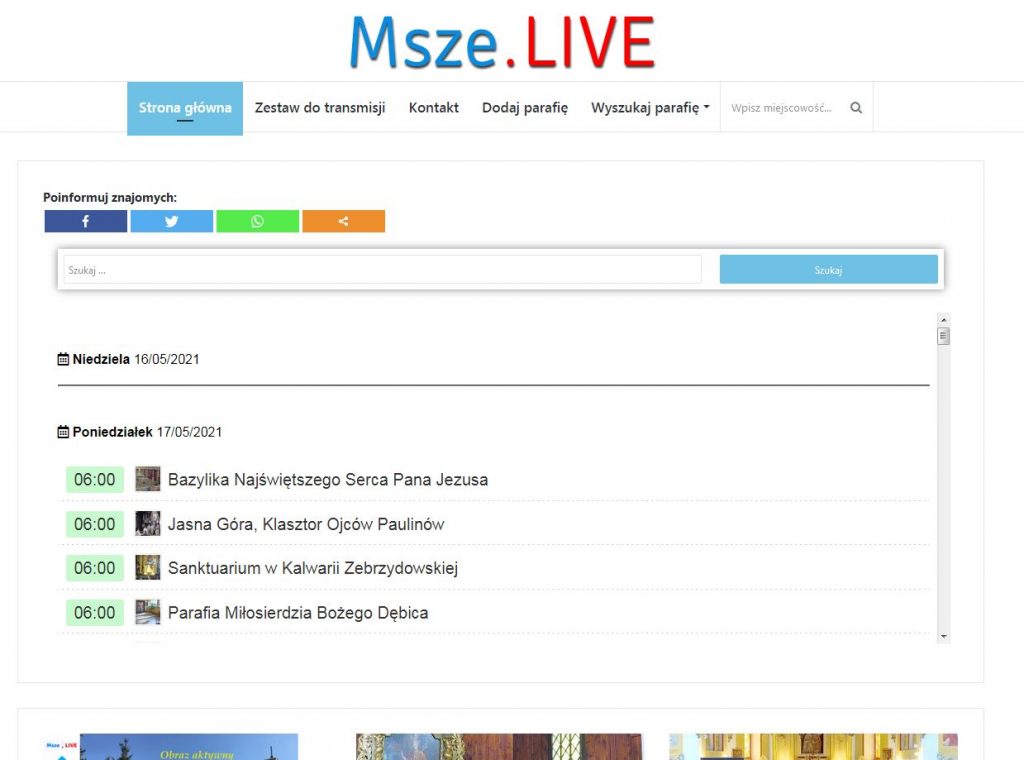 Transmisje Mszy